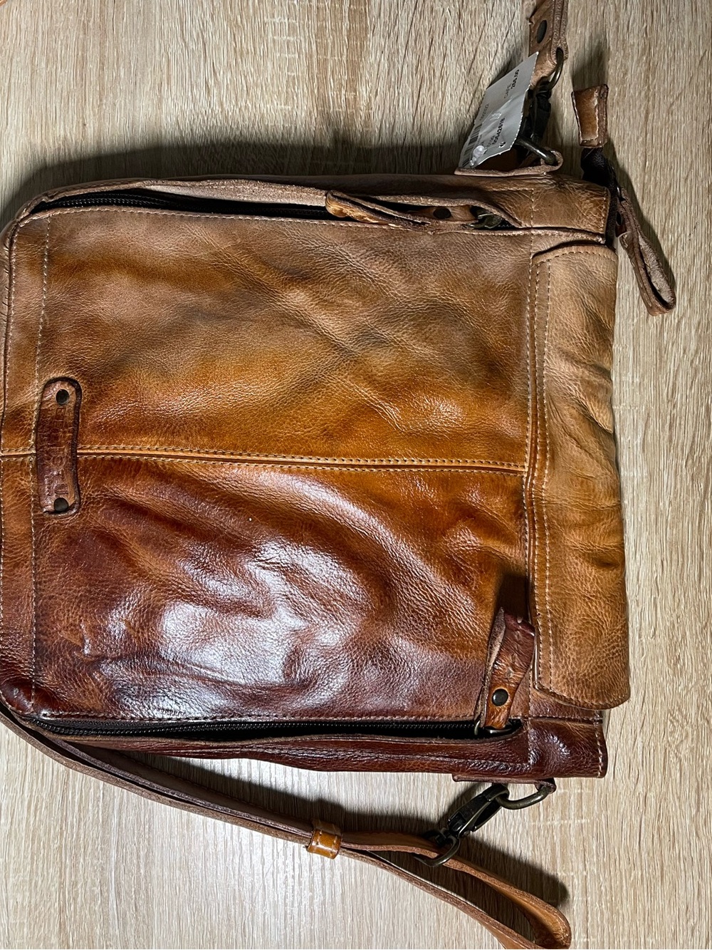 BED|STU Distressed Cognac Brown Leather Crossbody Bag - Picture 2 of 3
